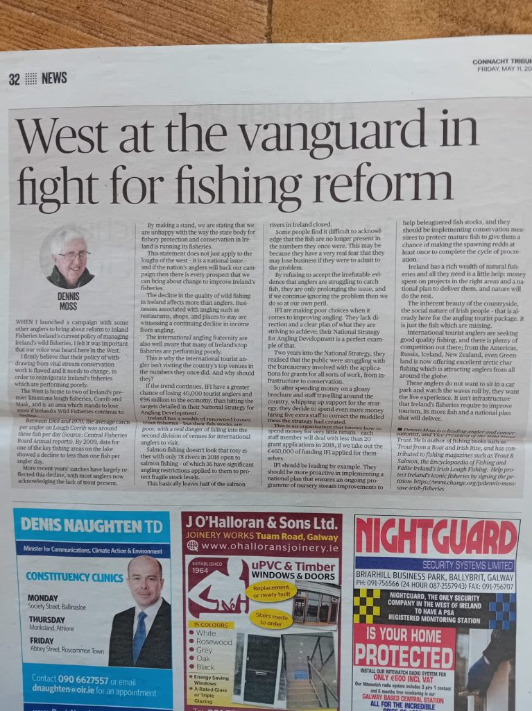 Connacht Tribune article West at vanguard in fight for fishing reform by Dennis Moss